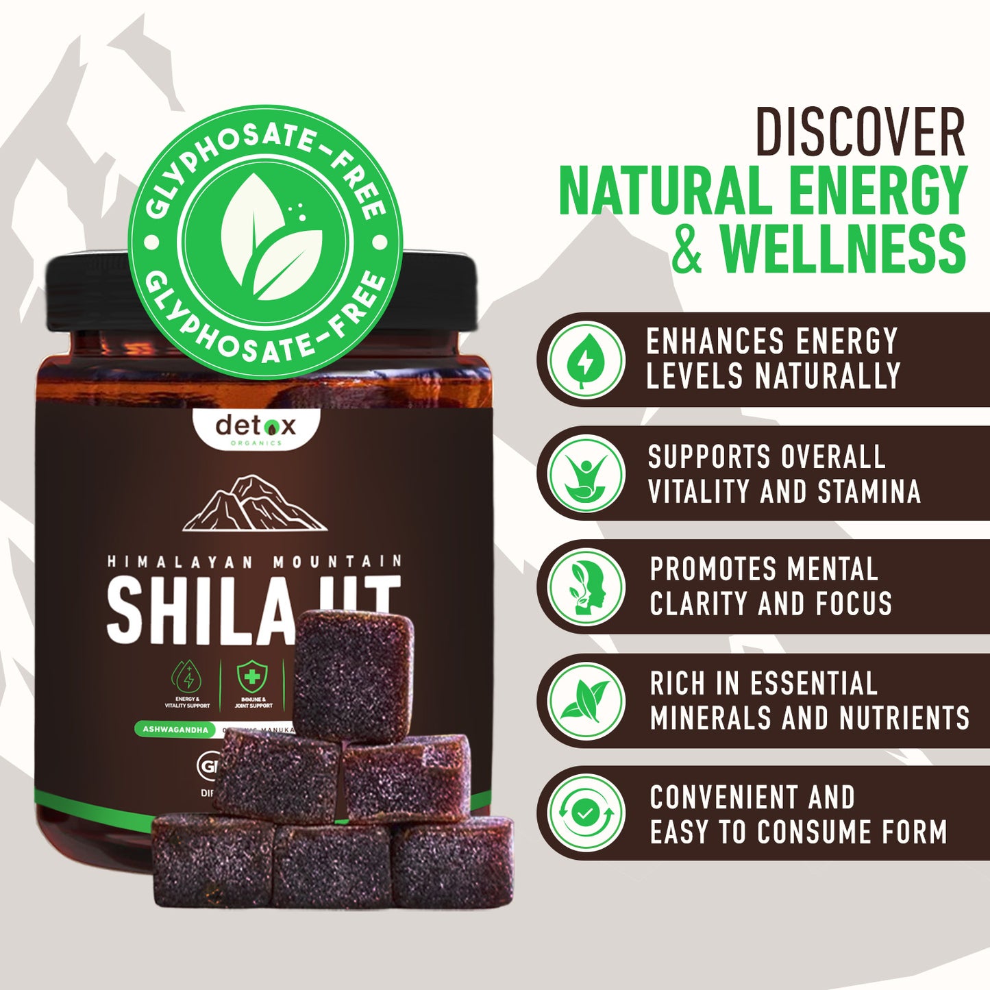 Shilajit Gummies with Authentic Himalayan Shilajit, Ashwagandha & Organic Manuka Honey MGO +263 – Pure Trace Minerals & Fulvic Acid Supplement – Immune Support, Energy & Vitality Booster – 60 Vegan Gummies